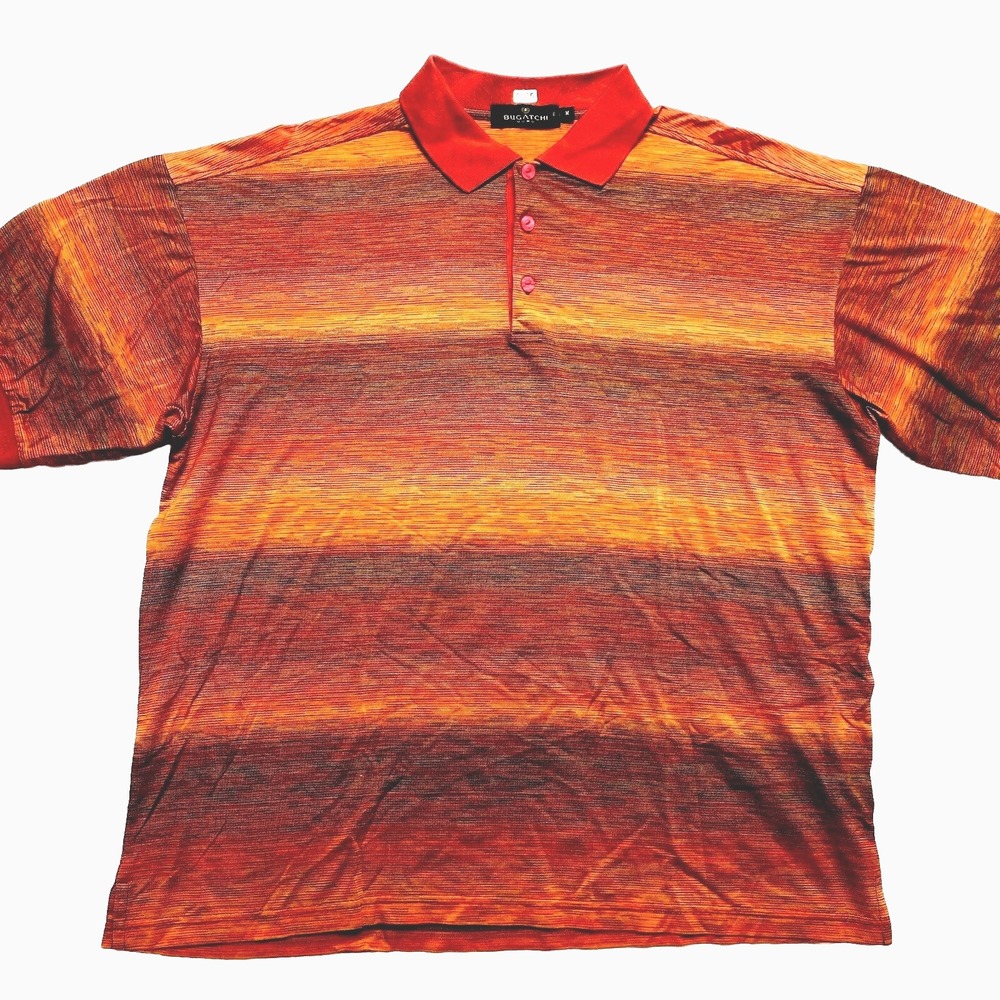 Bugatchi Polo Shirt Mens Medium Ombre Short Sleeve Knit Stripe